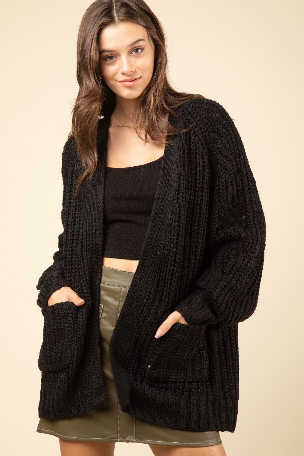 Black Oversized knit cardigan