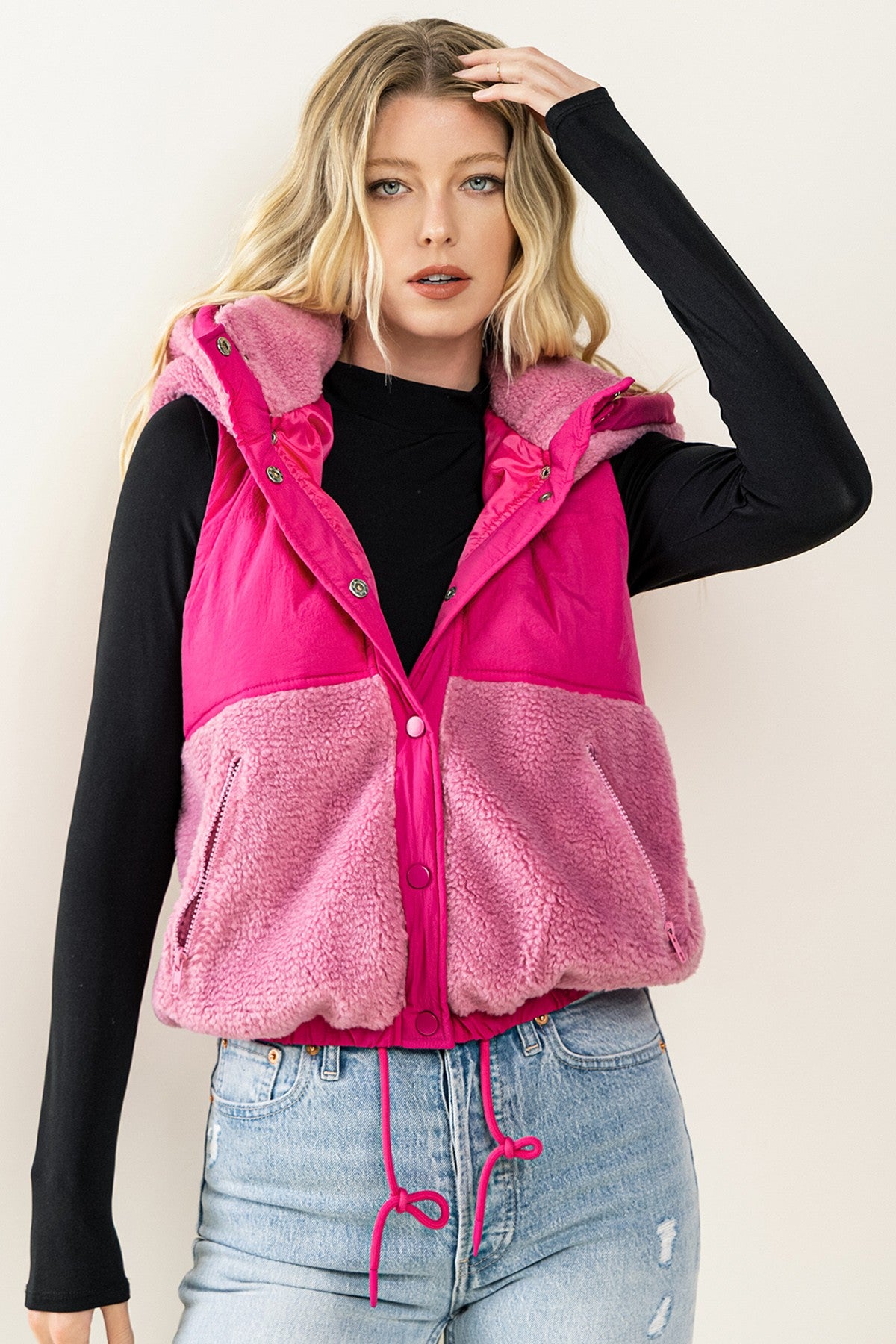 Pink Fleece 2 toned vest