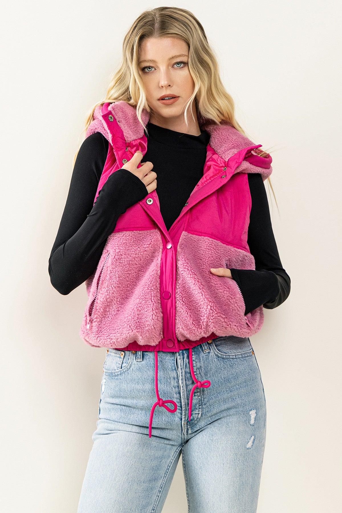 Pink Fleece 2 toned vest