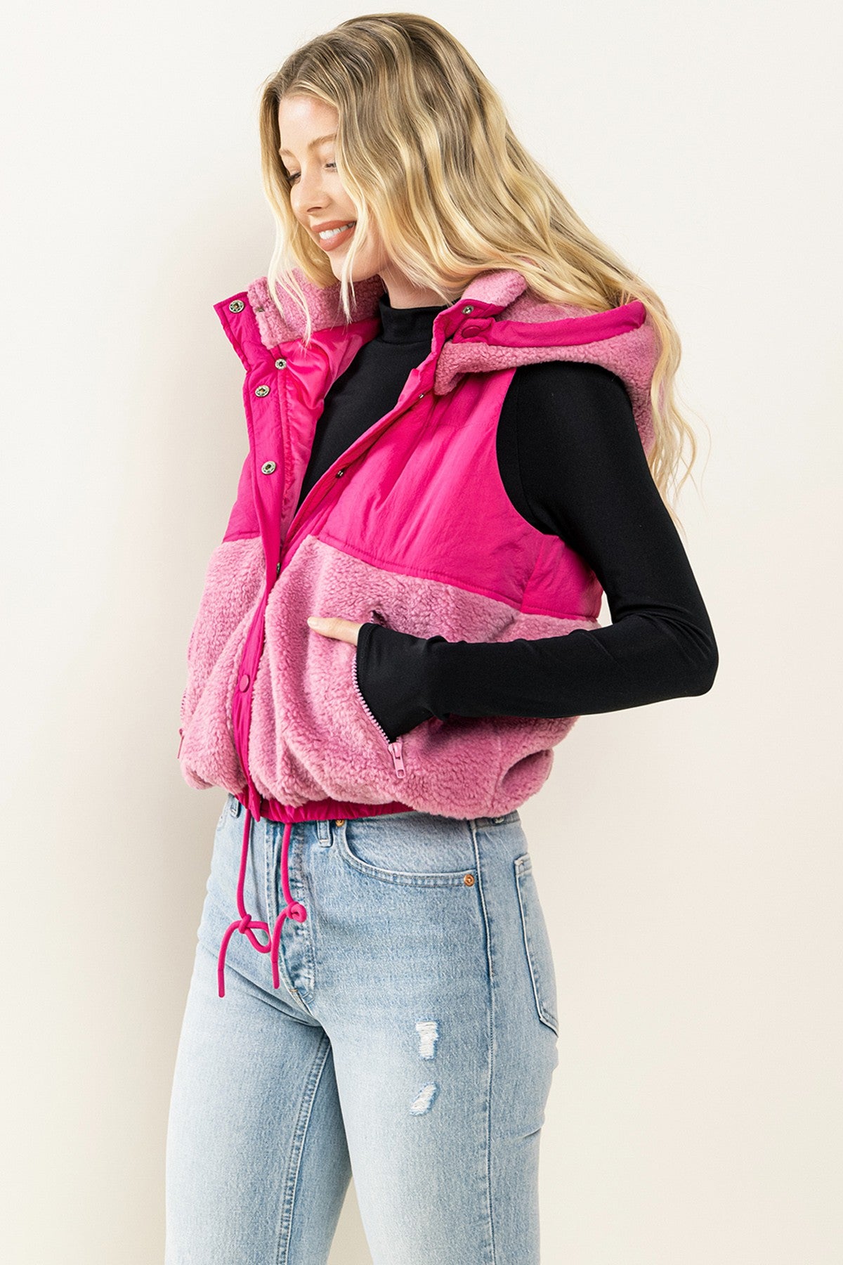 Pink Fleece 2 toned vest