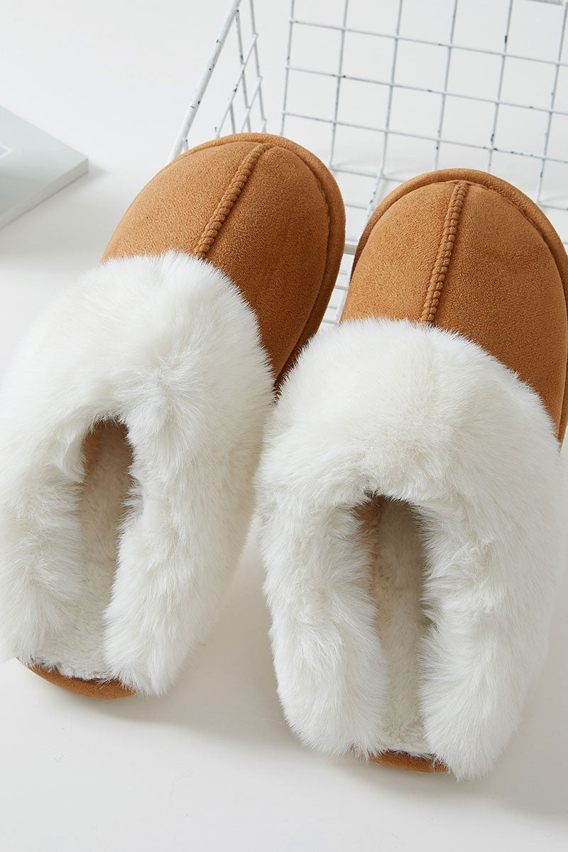 Faux fur lined slippers