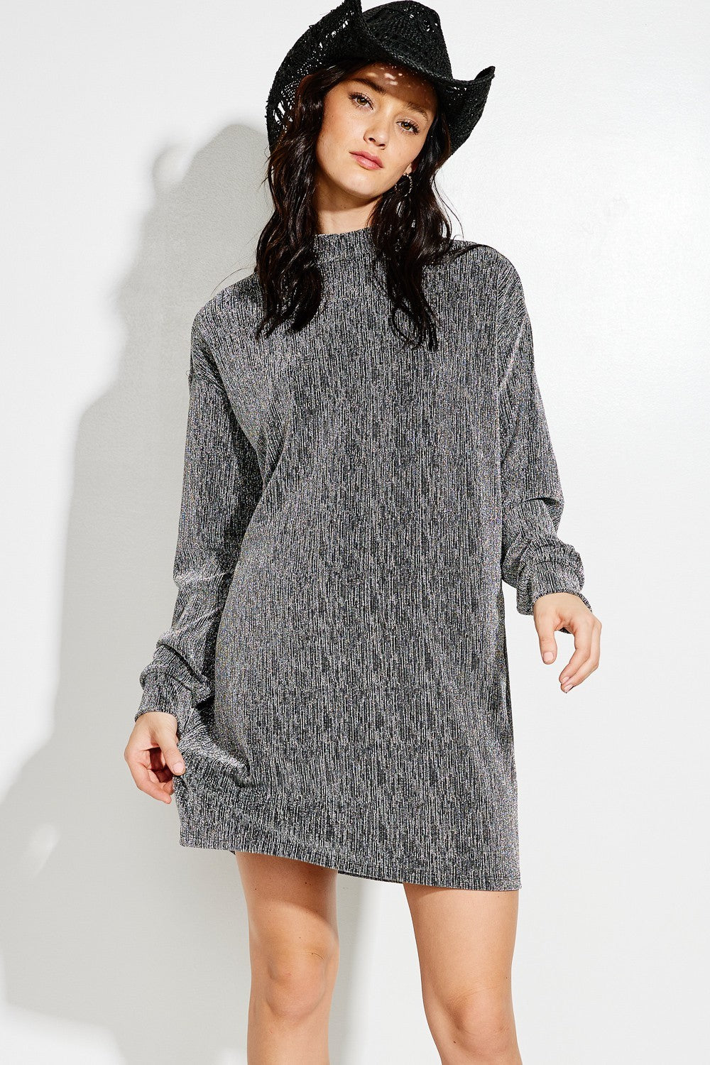 Black/Silver Sparkling Lurex Minidress