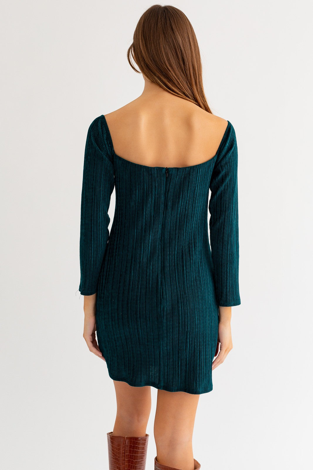 Hunter Green Off Shoulder Mini Dress